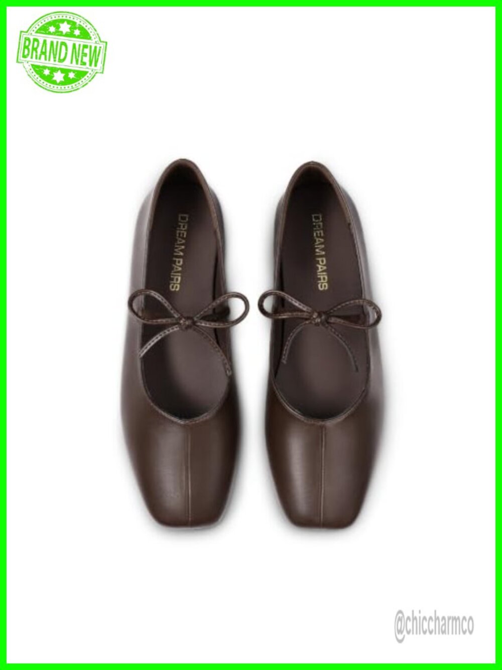 Women's Square Toe Ballet Mary Jane Flats with Bow Detail